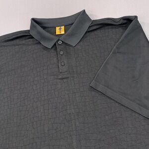 Steve Harvey Polo Men 3XL Caiman Textured Black Stretch Rayon Short‎ Sleeve Golf